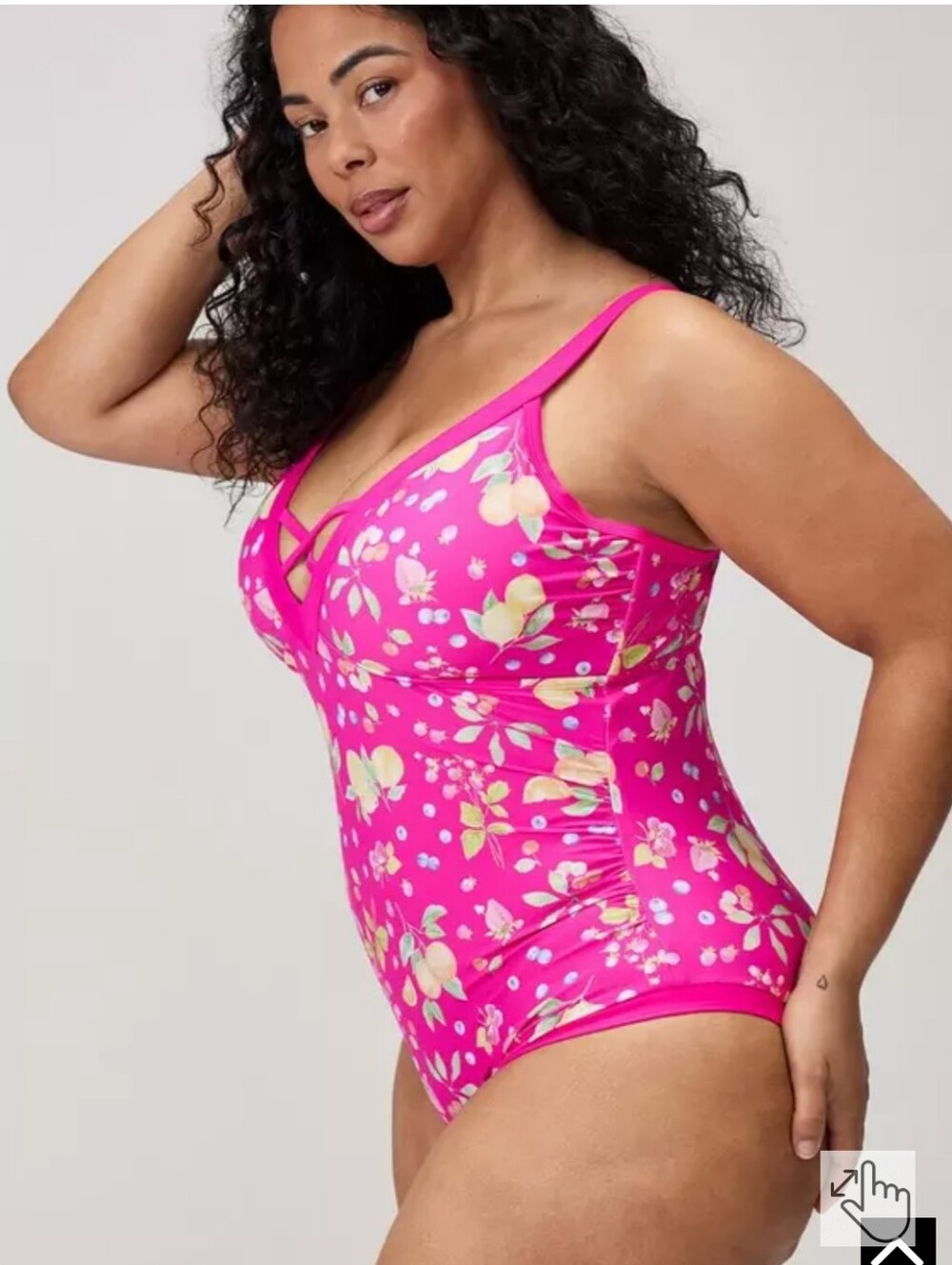 New Torrid 2X(18/20W) Wire-Free V-Plunge Cheeky One Piece Swimsuit-Bright Pink - Picture 3 of 10